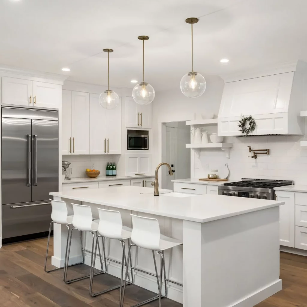 White Quartz Breakfast Island & Worktops