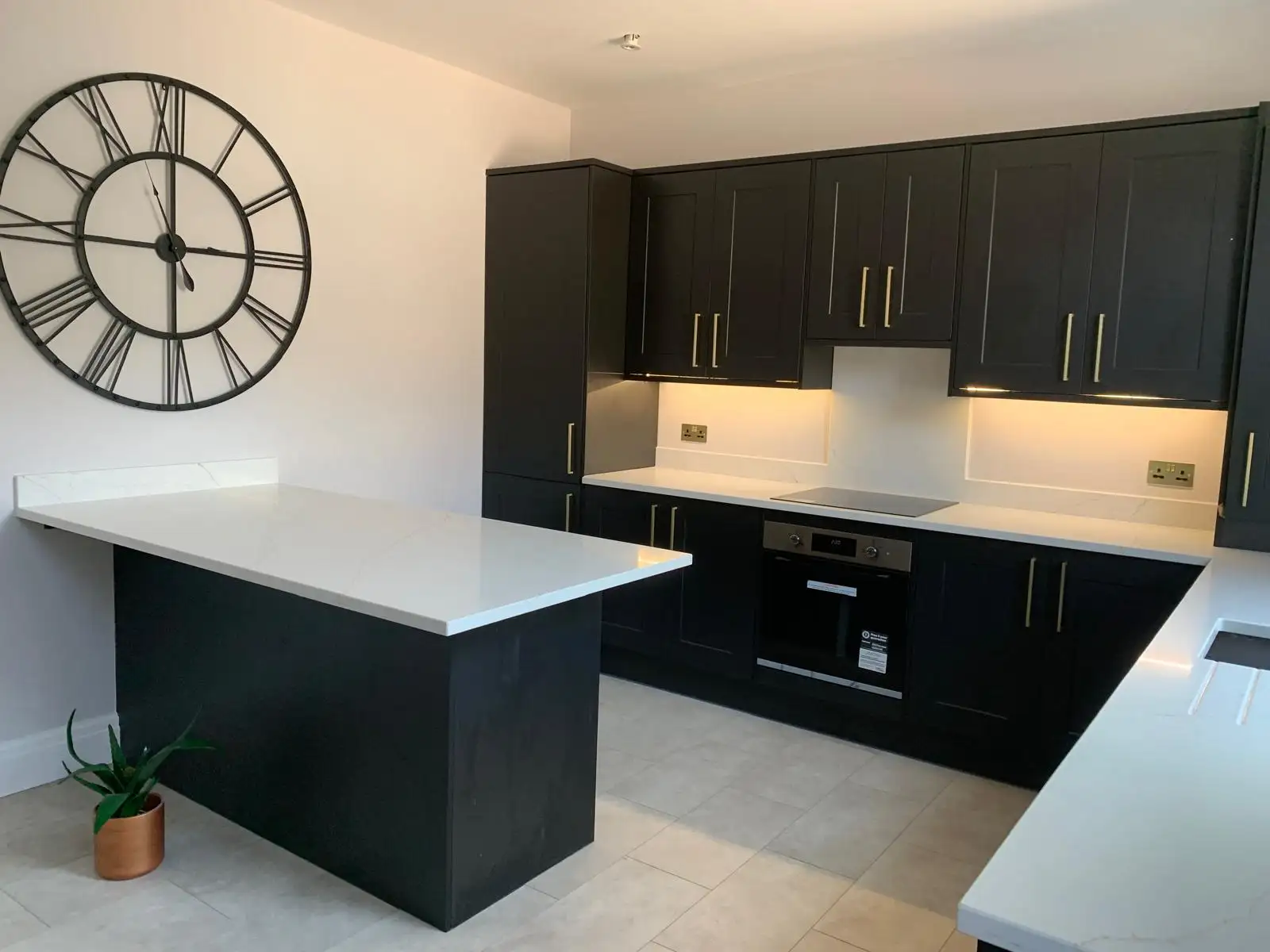 Fusion Calacatta Oro Worktops, Island and Splashback In Kitchen, Halifax