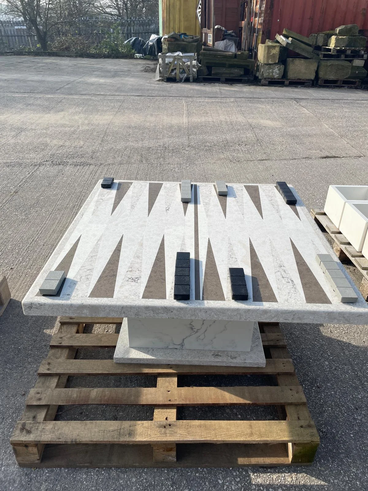 Large Quartz Backgammon Table for Garden Made in Yorkshire
