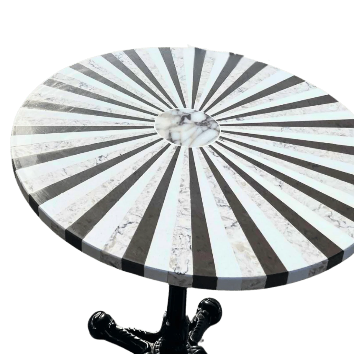 Black and White Stripe Marble Garden Table