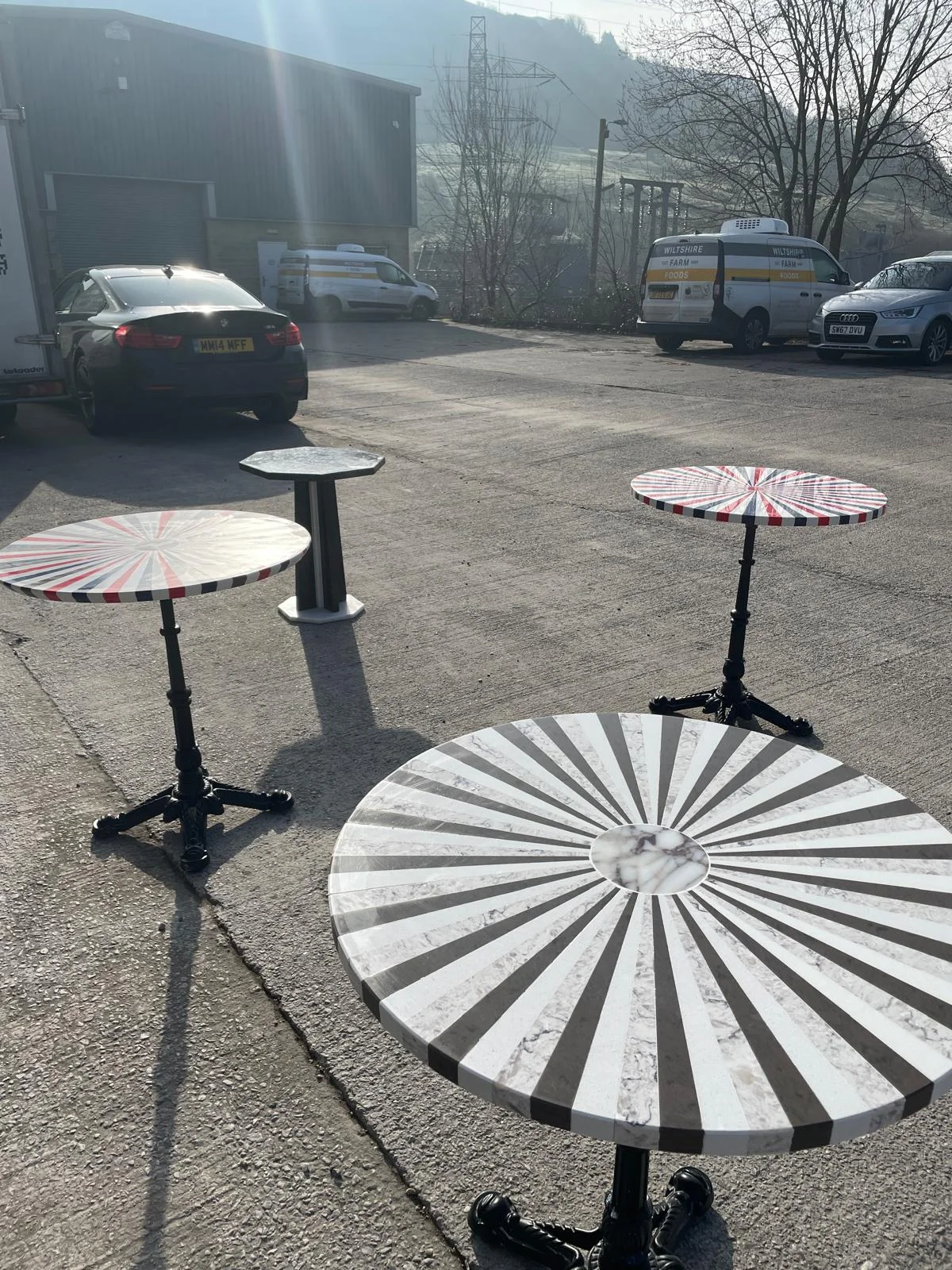 Stripe Granite and Quartz Garden Tables - Handmade in Yorkshire