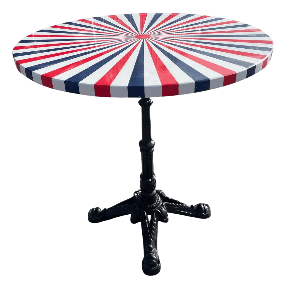 Red, White and Blue Round Quartz and Granite Garden Table